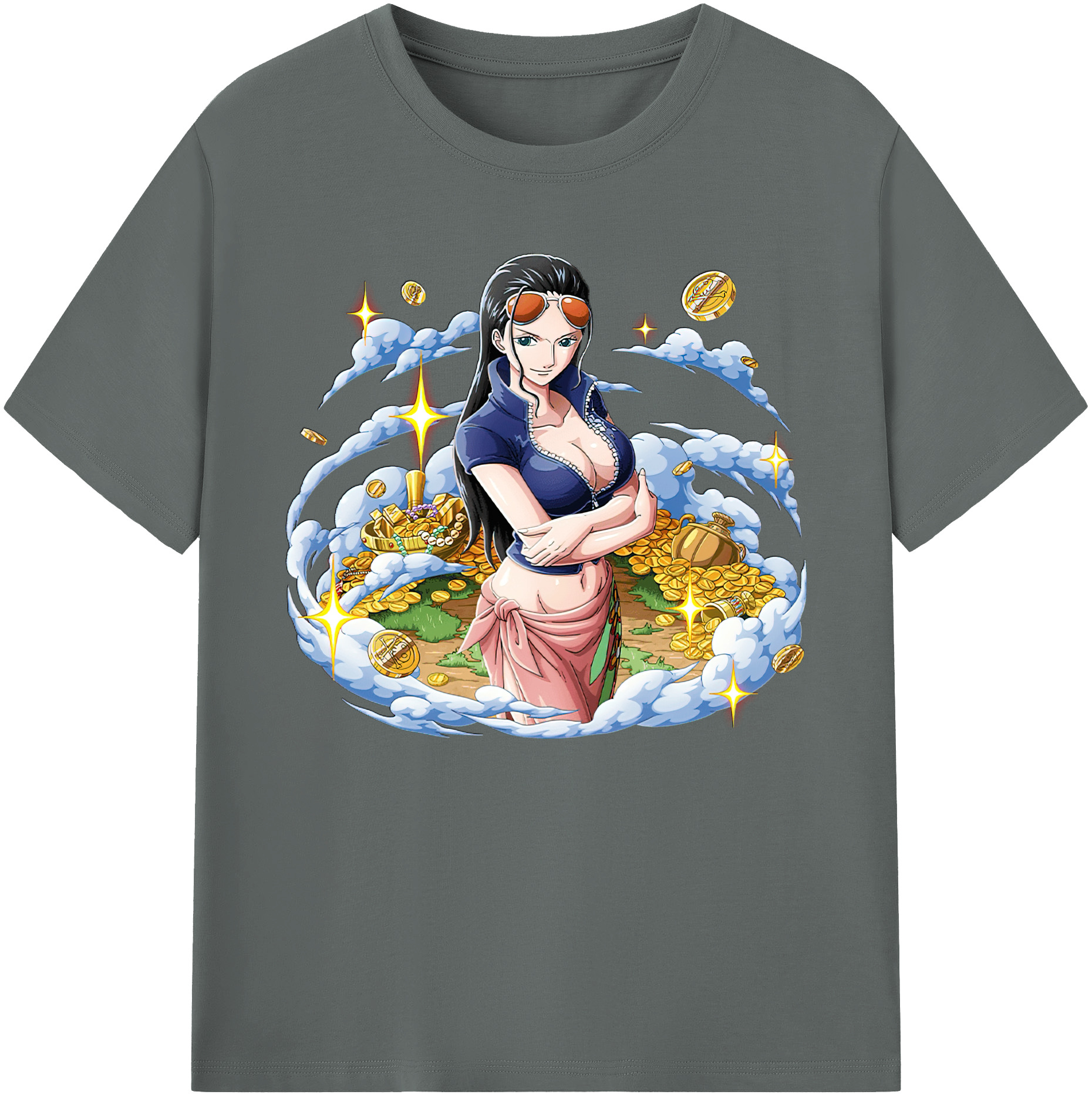 ワンピース ニコ・ロビン ONE PIECE Nico Robin 綿100％ メンズ半袖Tシャツ｜肌触りやわらか＆通気性